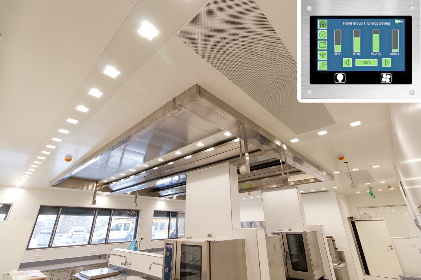 Küchenlüftungsdecke mit energieeffizienter Steuerungsanzeige
